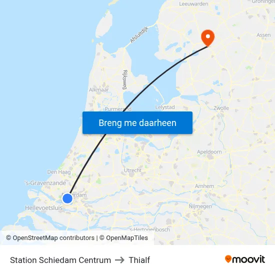 Station Schiedam Centrum to Thialf map