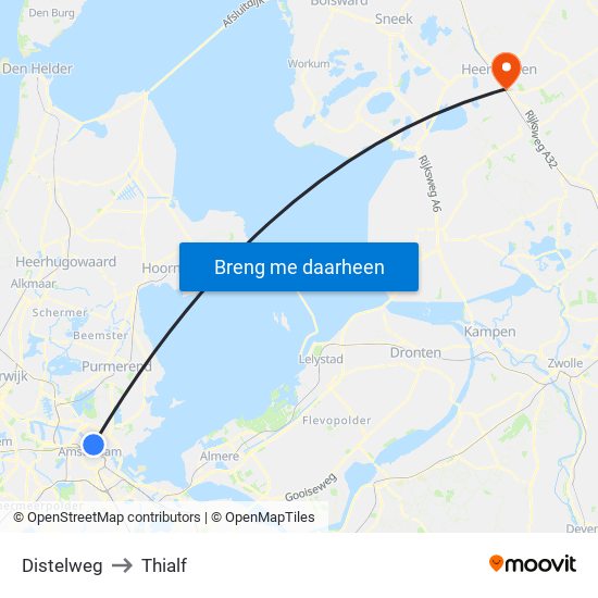 Distelweg to Thialf map