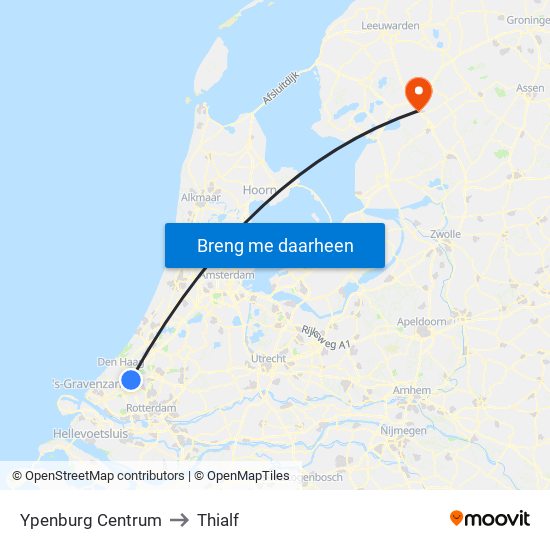 Ypenburg Centrum to Thialf map