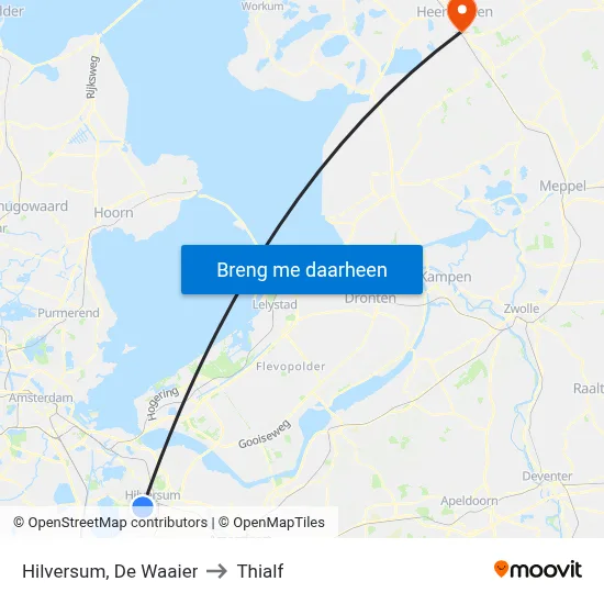 Hilversum, De Waaier to Thialf map