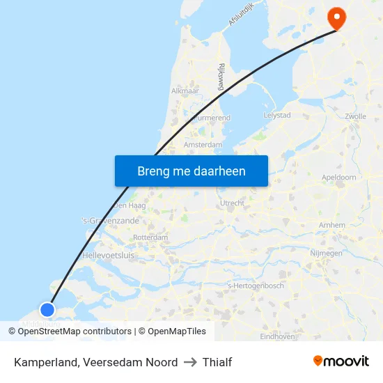 Kamperland, Veersedam Noord to Thialf map