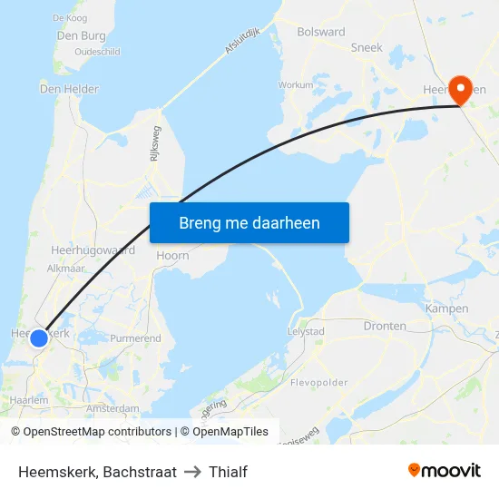 Heemskerk, Bachstraat to Thialf map