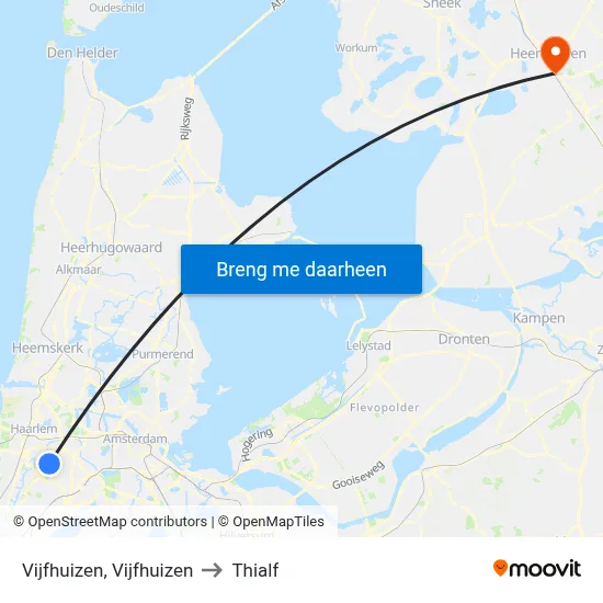 Vijfhuizen, Vijfhuizen to Thialf map