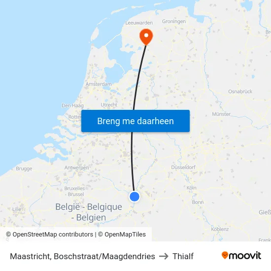 Maastricht, Boschstraat/Maagdendries to Thialf map