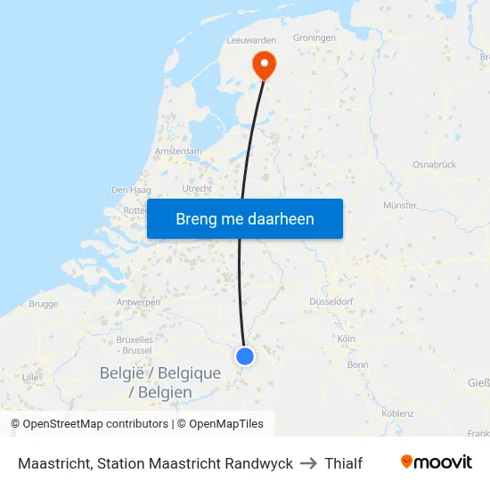 Maastricht, Station Maastricht Randwyck to Thialf map