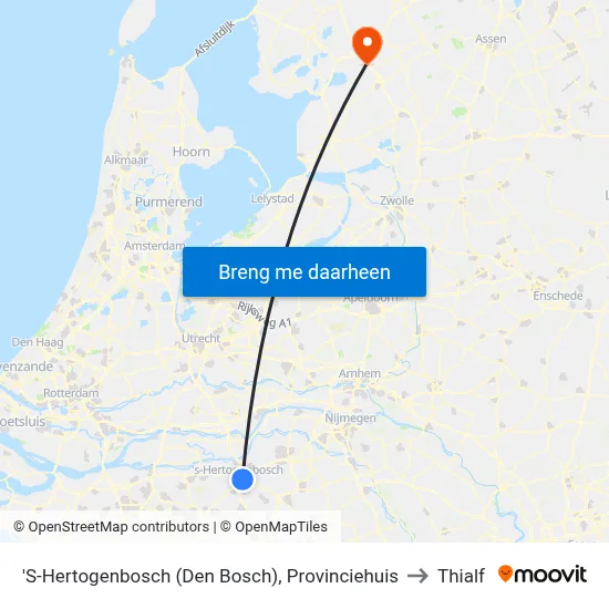 'S-Hertogenbosch (Den Bosch), Provinciehuis to Thialf map
