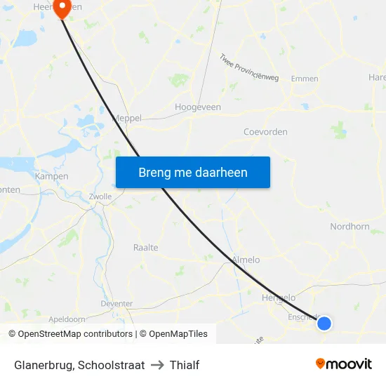 Glanerbrug, Schoolstraat to Thialf map