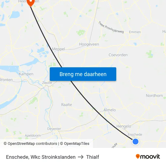 Enschede, Wkc Stroinkslanden to Thialf map