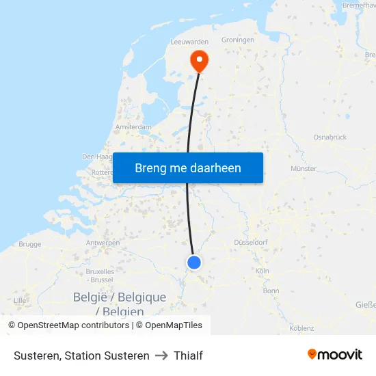 Susteren, Station Susteren to Thialf map