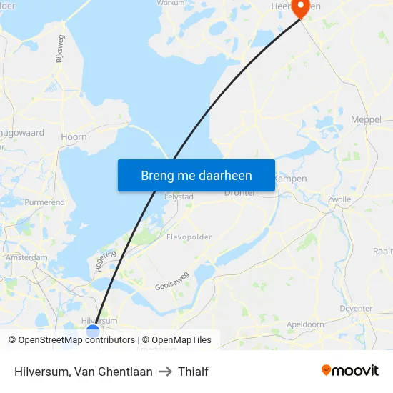 Hilversum, Van Ghentlaan to Thialf map