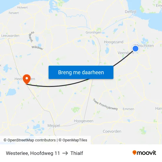 Westerlee, Hoofdweg 11 to Thialf map