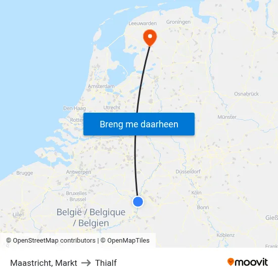 Maastricht, Markt to Thialf map