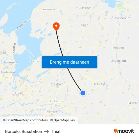 Borculo, Busstation to Thialf map