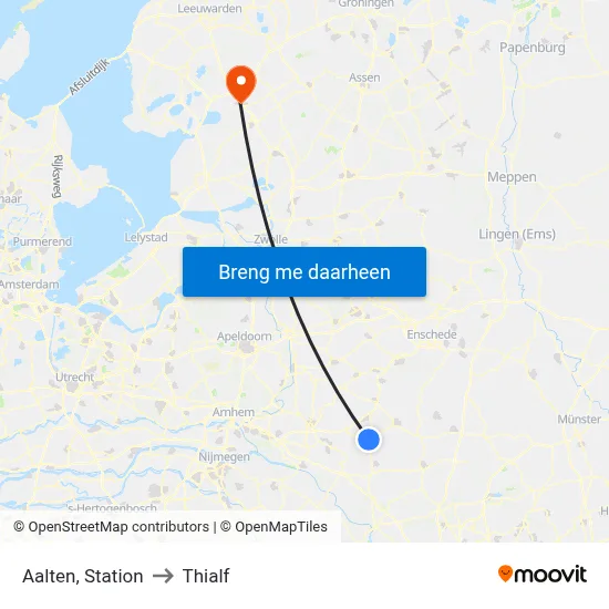 Aalten, Station to Thialf map