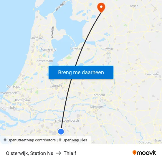 Oisterwijk, Station Ns to Thialf map