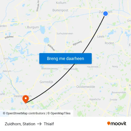 Zuidhorn, Station to Thialf map