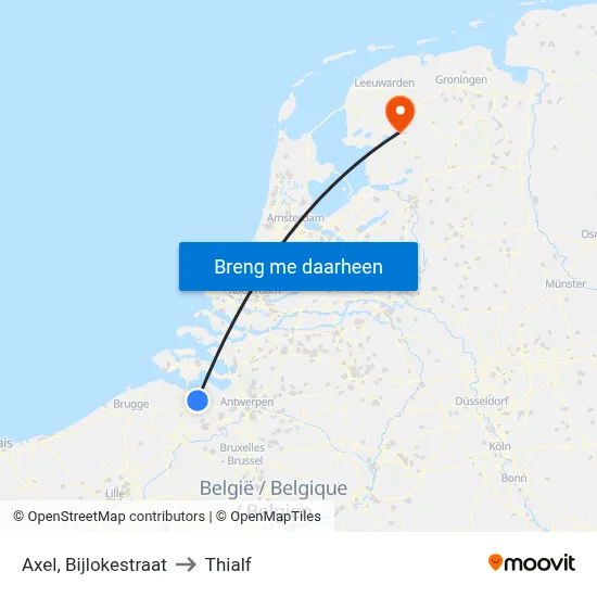 Axel, Bijlokestraat to Thialf map