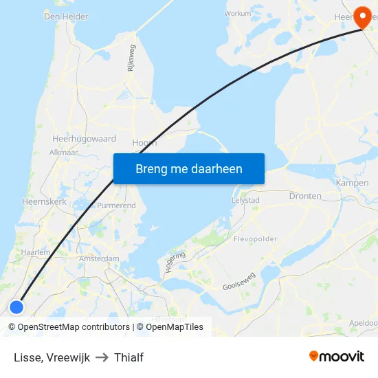 Lisse, Vreewijk to Thialf map