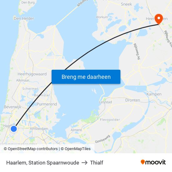 Haarlem, Station Spaarnwoude to Thialf map