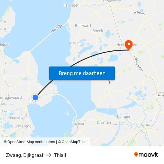 Zwaag, Dijkgraaf to Thialf map