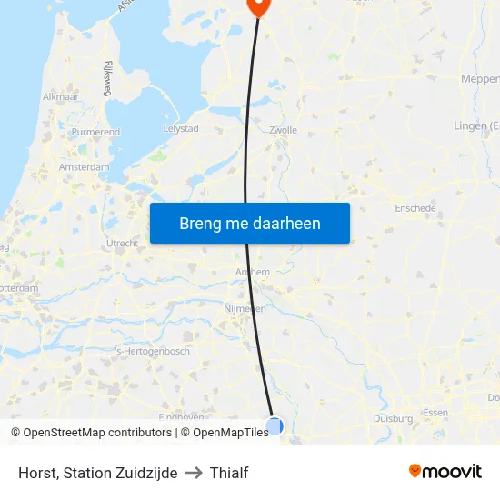 Horst, Station Zuidzijde to Thialf map