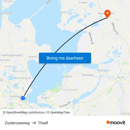 Zuiderzeeweg to Thialf map
