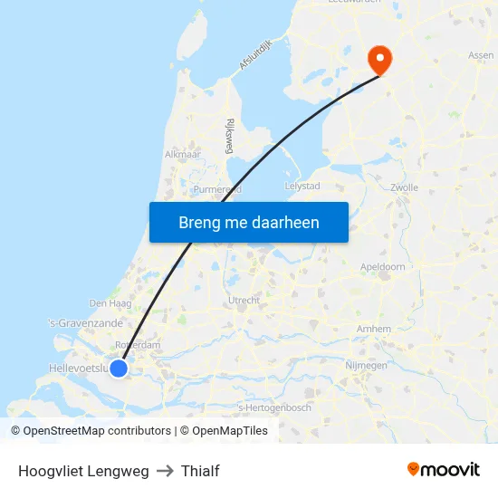 Hoogvliet Lengweg to Thialf map