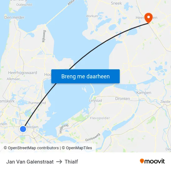 Jan Van Galenstraat to Thialf map