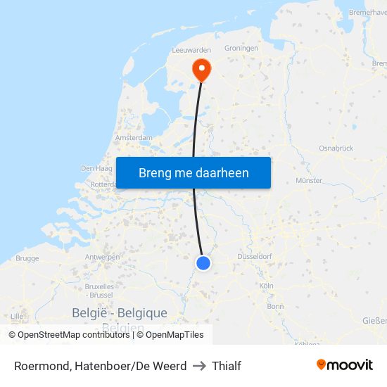 Roermond, Hatenboer/De Weerd to Thialf map