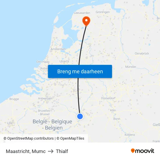 Maastricht, Mumc to Thialf map