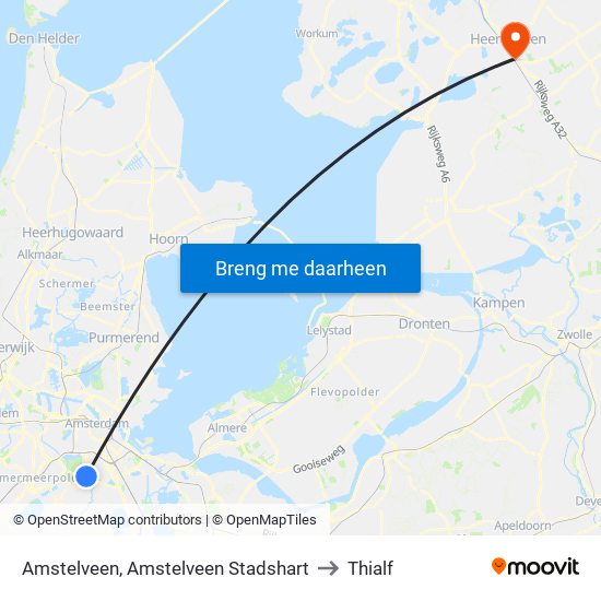 Amstelveen, Amstelveen Stadshart to Thialf map