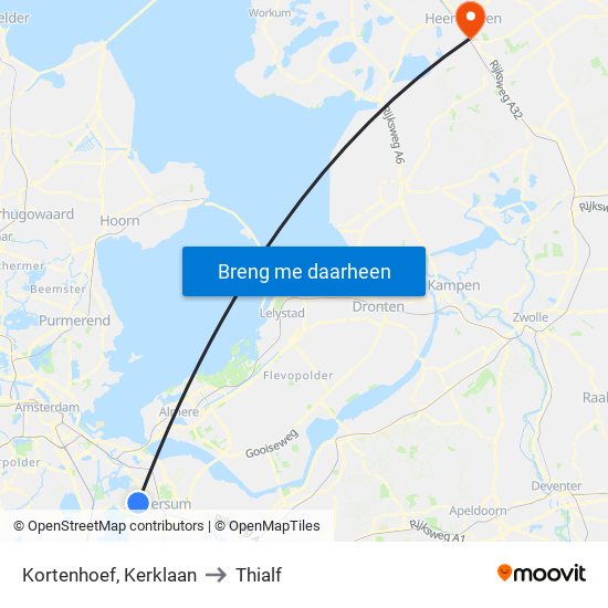 Kortenhoef, Kerklaan to Thialf map