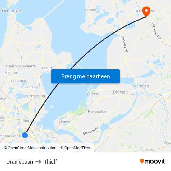 Oranjebaan to Thialf map