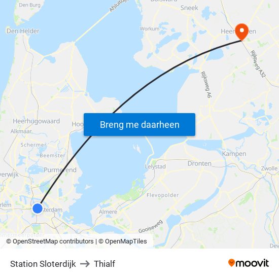 Station Sloterdijk to Thialf map