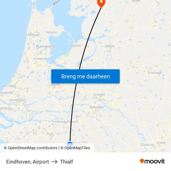 Eindhoven, Airport to Thialf map