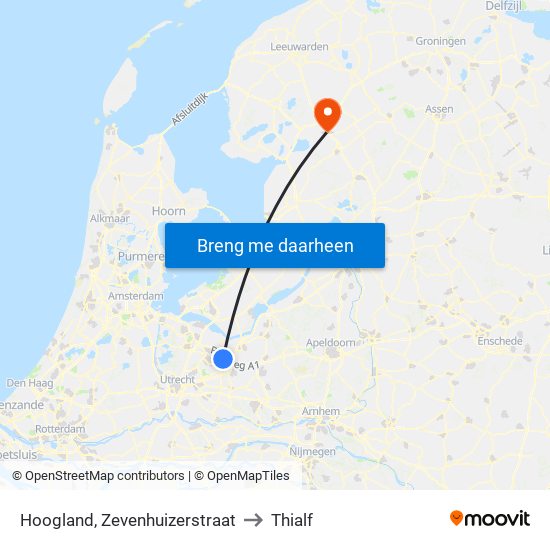 Hoogland, Zevenhuizerstraat to Thialf map