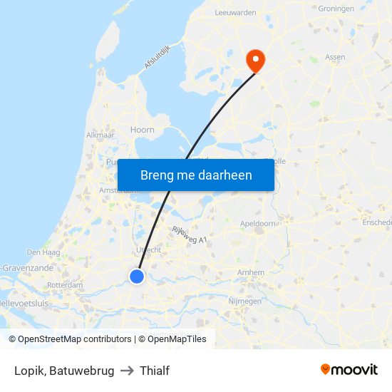 Lopik, Batuwebrug to Thialf map