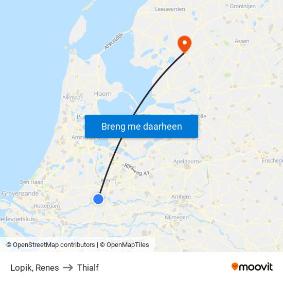 Lopik, Renes to Thialf map