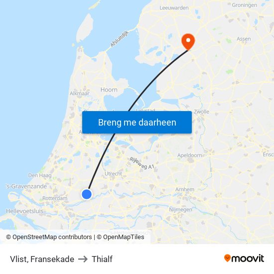 Vlist, Fransekade to Thialf map