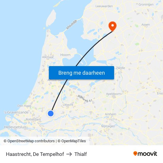 Haastrecht, De Tempelhof to Thialf map