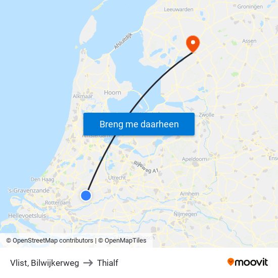 Vlist, Bilwijkerweg to Thialf map