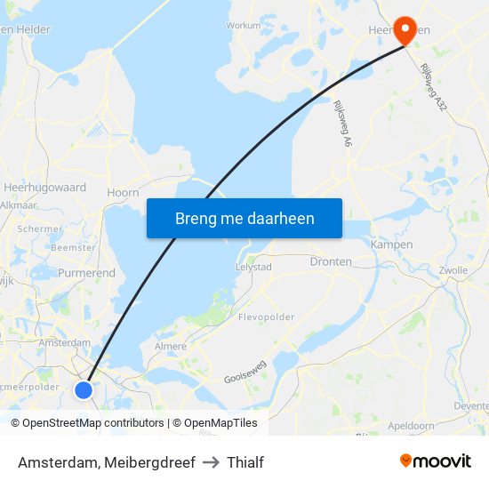 Amsterdam, Meibergdreef to Thialf map