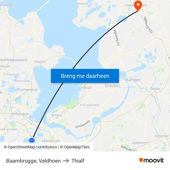 Baambrugge, Veldhoen to Thialf map