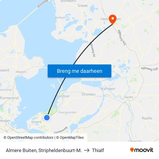 Almere Buiten, Stripheldenbuurt-M. to Thialf map