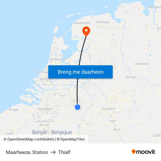 Maarheeze, Station to Thialf map