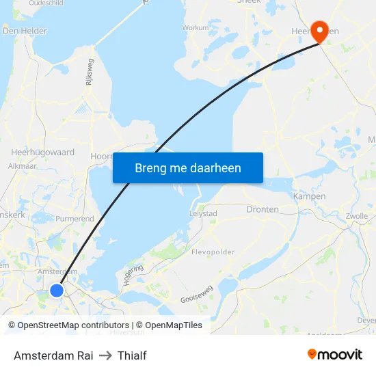 Amsterdam Rai to Thialf map