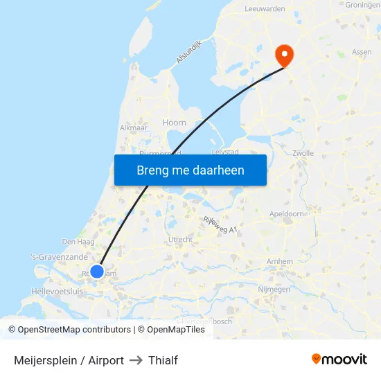 Meijersplein / Airport to Thialf map