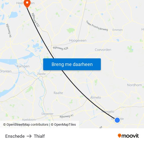 Enschede to Thialf map