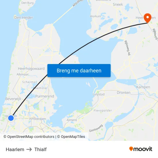 Haarlem to Thialf map