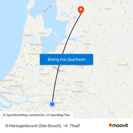 'S-Hertogenbosch (Den Bosch) to Thialf map